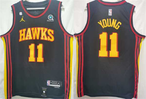 Men%27s Atlanta Hawks #11 Trae Young Black Stitched Jersey